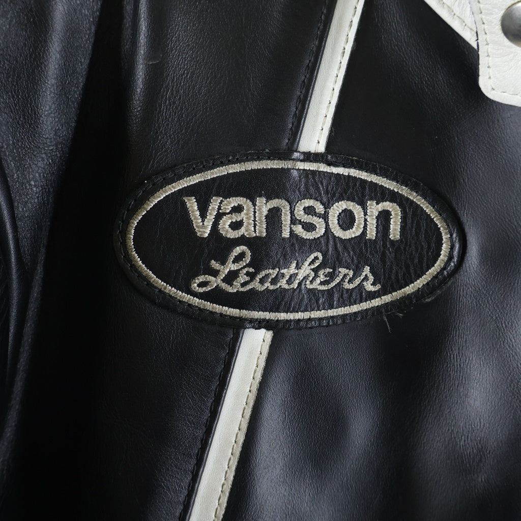 VANSON(バンソン) 9RJV DAITONA Leather Single Riders Jacket レザー デイトナ シングルライダース ジャケット ブラック/ホワイト