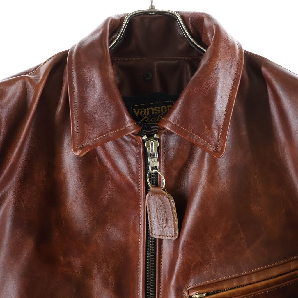 VANSON(バンソン) ENF OCTAGON エンフィールド シングルライダース レザージャケット オクタゴン ブラウン