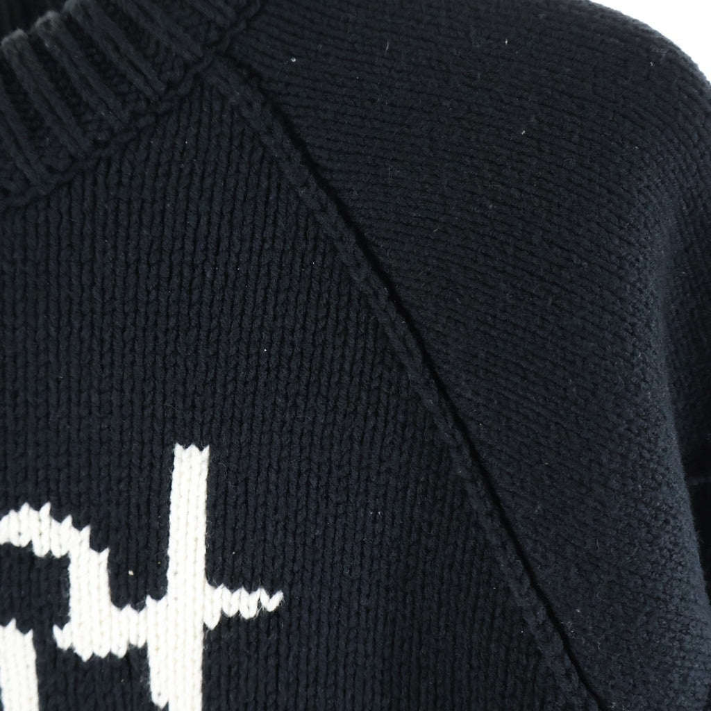 WASTED YOUTH(ウェイステッドユース) 23AW Knit Sweater グラフィックロゴ ニット セーター ブラック