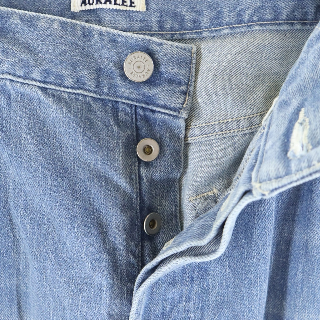 AURALEE(オーラリー) 24SS SELVEDGE FADED LIGHT DENIM WIDE PANTS A24SP07DE ボタンフライ ワイド デニムパンツ インディゴ