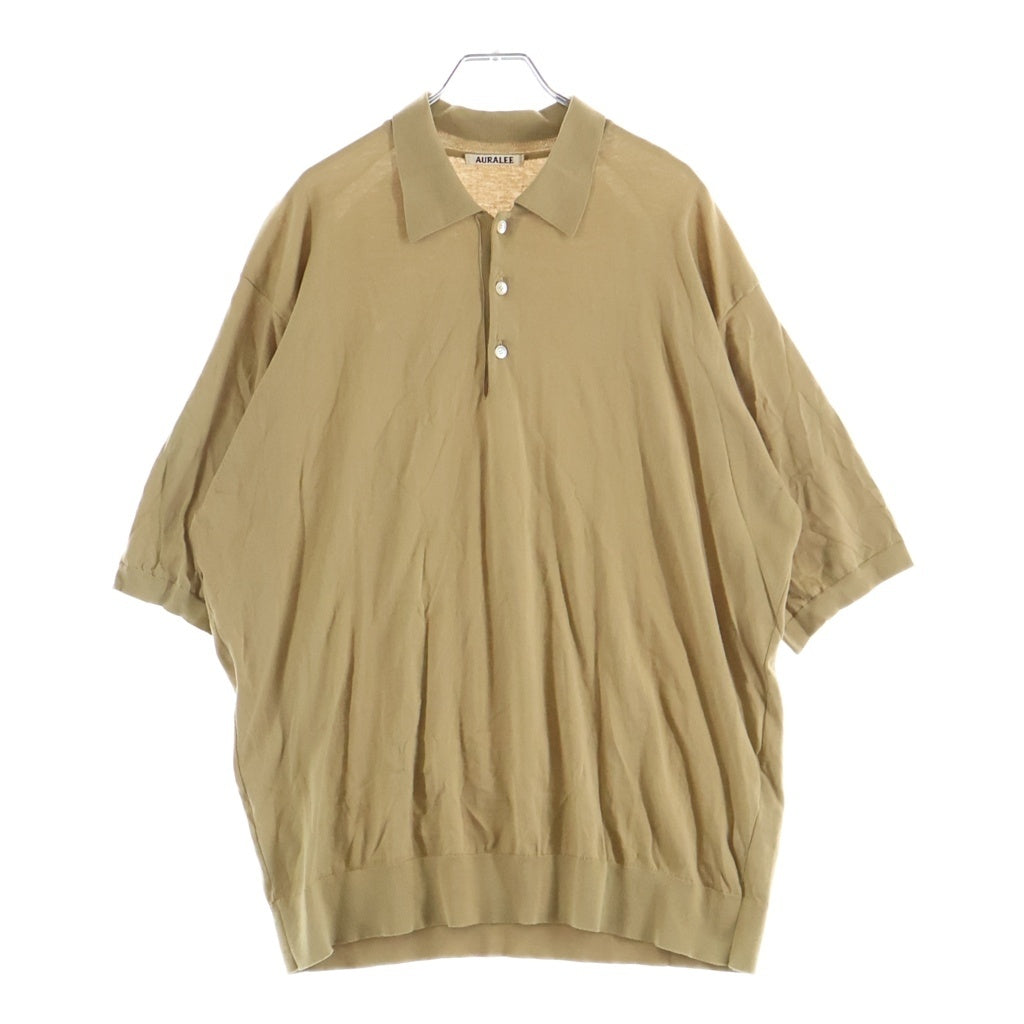AURALEE(オーラリー) 24SS SUPER HIGH GAUGE COTTON KNIT POLO A24SP02PD スーパーハイゲージコットンニット ポロシャツ 半袖 ベージュ