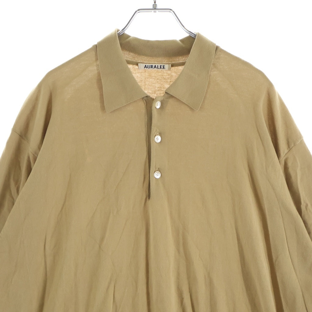 AURALEE(オーラリー) 24SS SUPER HIGH GAUGE COTTON KNIT POLO A24SP02PD スーパーハイゲージコットンニット ポロシャツ 半袖 ベージュ