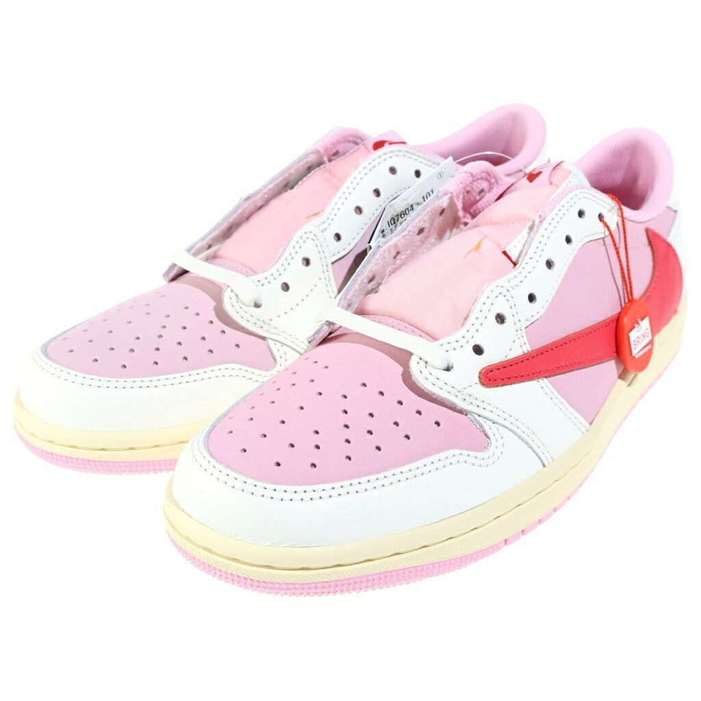 NIKE(ナイキ) ×TRAVIS SCOTT AIR JORDAN 1 RETRO LOW SAIL/TROPICAL PINK IQ7604-101 ×トラヴィススコット エアジョーダン1 レトロ ロー OG ローカットスニーカー シューズ US9/27.0cm ホワイト/ピンク