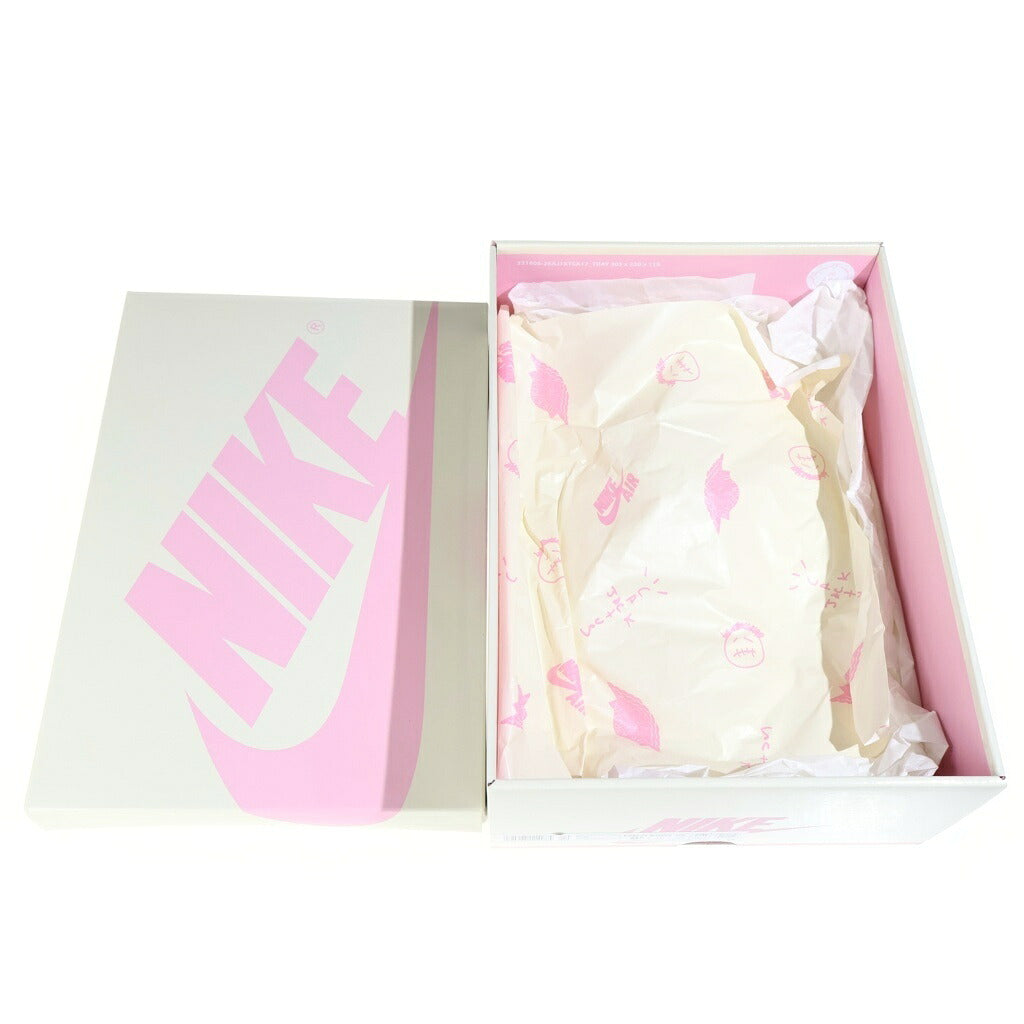 NIKE(ナイキ) ×TRAVIS SCOTT AIR JORDAN 1 RETRO LOW SAIL/TROPICAL PINK IQ7604-101 ×トラヴィススコット エアジョーダン1 レトロ ロー OG ローカットスニーカー シューズ US9/27.0cm ホワイト/ピンク