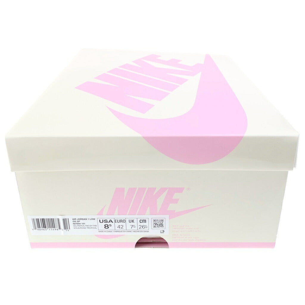 NIKE(ナイキ) ×TRAVIS SCOTT AIR JORDAN 1 RETRO LOW SAIL/TROPICAL PINK IQ7604-101 ×トラヴィススコット エアジョーダン1 レトロ ロー OG ローカットスニーカー シューズ US9/27.0cm ホワイト/ピンク