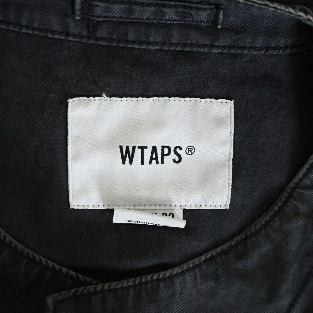 WTAPS(ダブルタップス) 18SS SCOUT LS SHIRT スカウト エルエス シャツ コットン ノーカラー ミリタリー長袖シャツ ブラック 181WVDT-SHM02