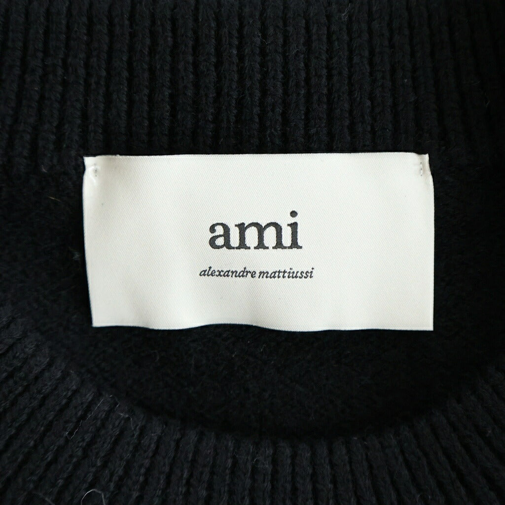 AMI Alexandre Mattiussi(アミアレクサンドルマテュッシ) ロゴ刺繍 クルーネック ニット ブラック UKS838018