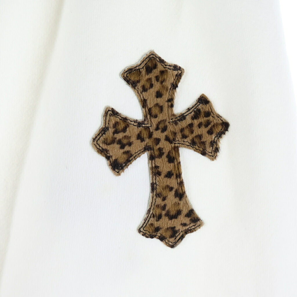 CHROME HEARTS(クロムハーツ) Y Not Multi Leather Cross Patch Sweatpants ハラコレザー/エナメル クロスパッチ スウェットロングパンツ ホワイト