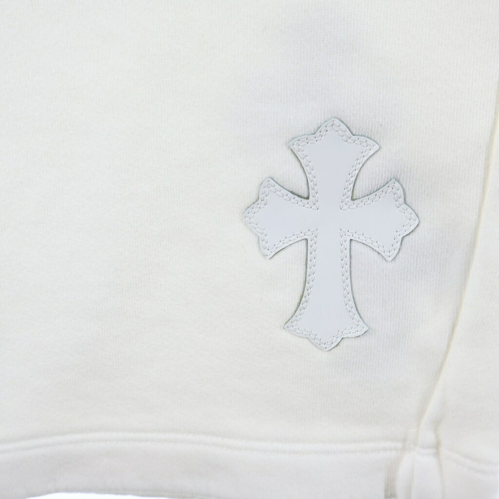 CHROME HEARTS(クロムハーツ) Y Not Multi Leather Cross Patch Sweatpants ハラコレザー/エナメル クロスパッチ スウェットロングパンツ ホワイト