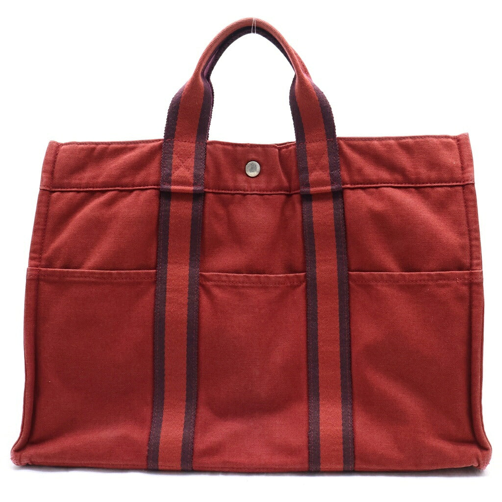 HERMES(エルメス) フールトゥMM トートバッグ キャンバス レッド シルバー金具