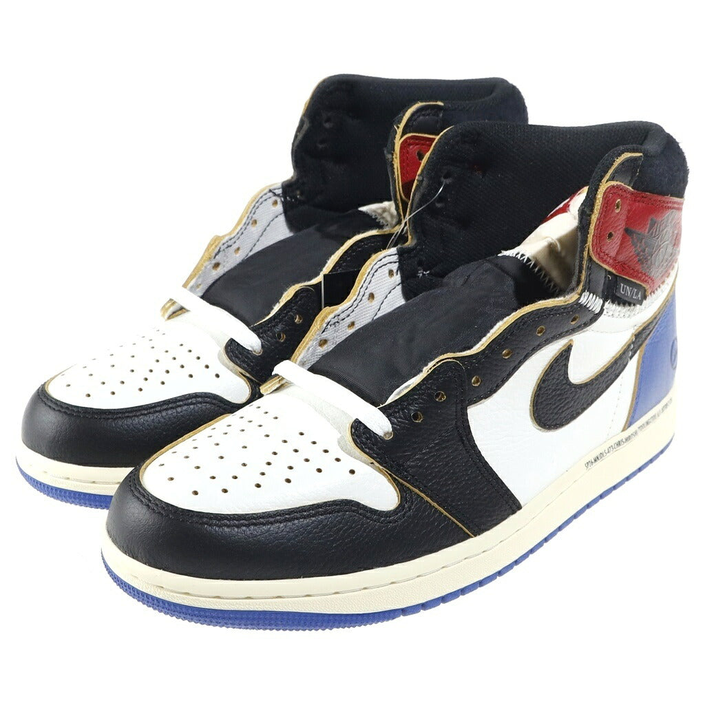 NIKE(ナイキ) ×FRAGMENT DESIGHN ×UNION AIR JORDAN 1 HIGH IO7847-002 ×フラグメントデザイン ×ユニオン エアジョーダン1 ハイ OG ハイカットスニーカー シューズ US9/27.0cm ブラック/レッド