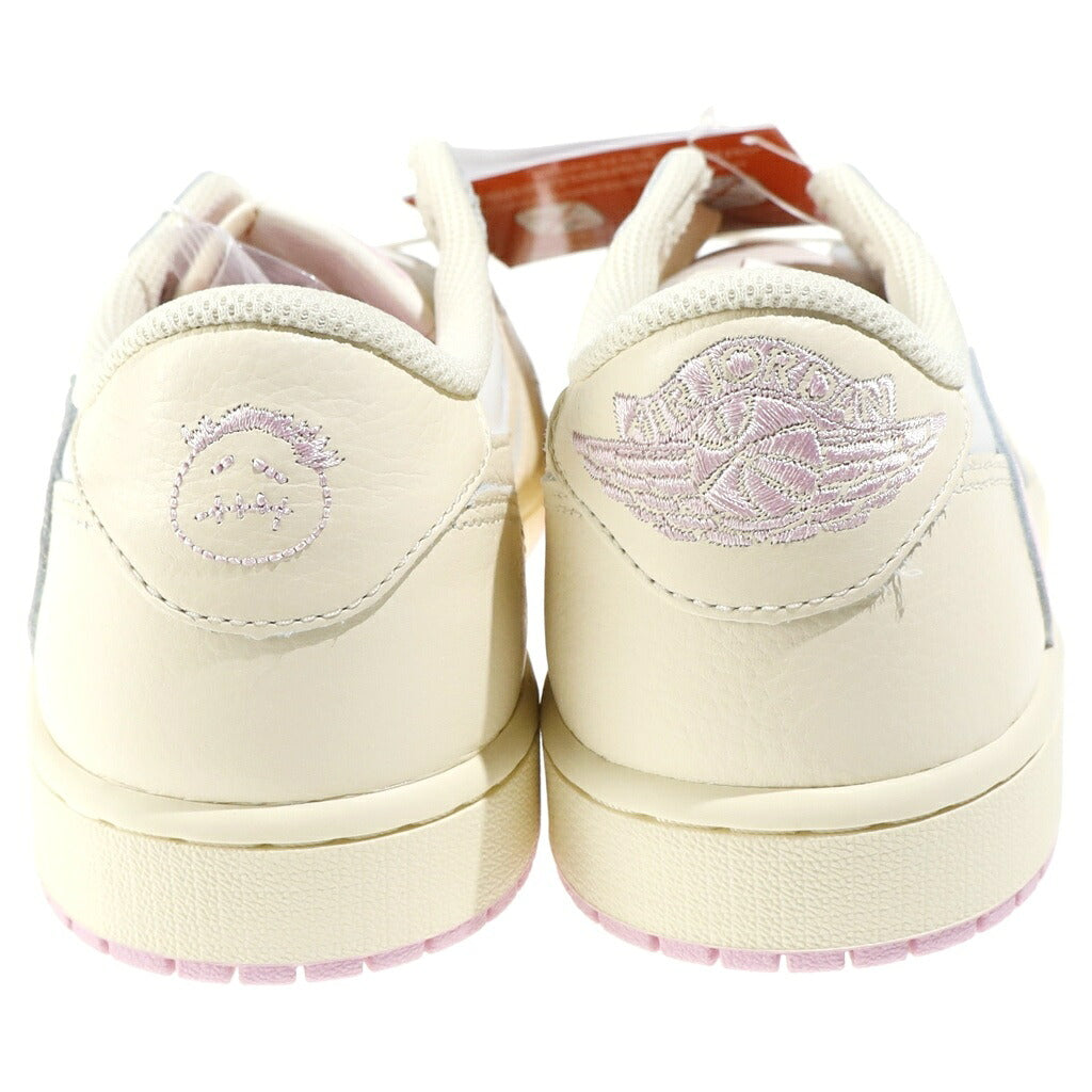 NIKE(ナイキ) ×TRAVIS SCOTT AIR JORDAN 1 RETRO LOW MUSLIN/SHY PINK IQ7604-100 ×トラヴィススコット エアジョーダン1 レトロ ロー OG ローカットスニーカー シューズ US9/27.0cm ベージュ/ピンク