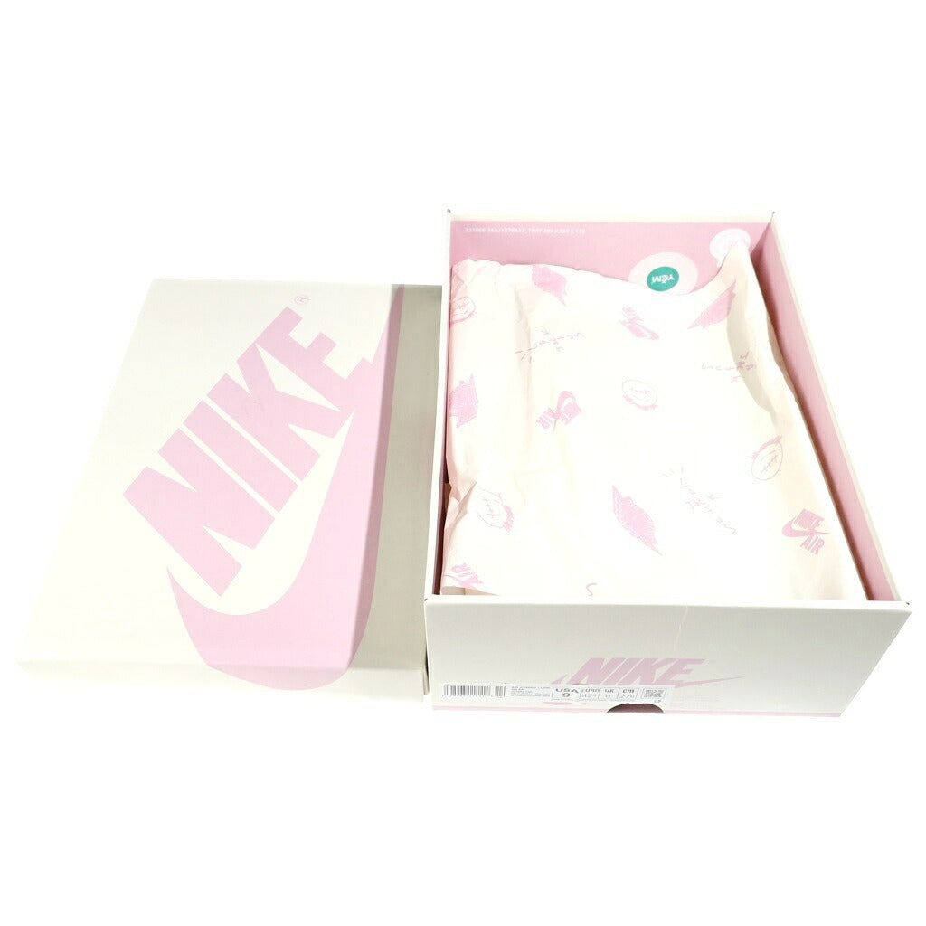NIKE(ナイキ) ×TRAVIS SCOTT AIR JORDAN 1 RETRO LOW MUSLIN/SHY PINK IQ7604-100 ×トラヴィススコット エアジョーダン1 レトロ ロー OG ローカットスニーカー シューズ US9/27.0cm ベージュ/ピンク
