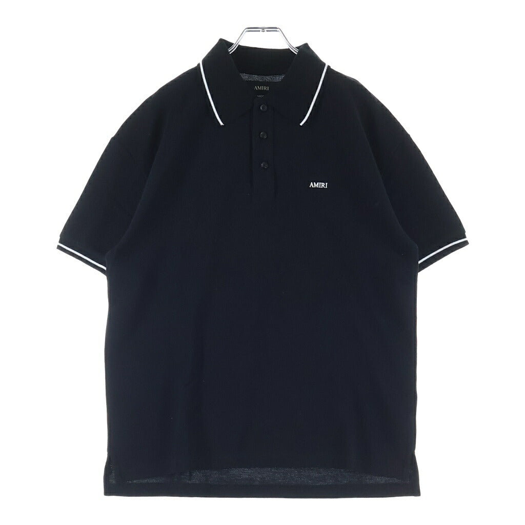 AMIRI(アミリ) Contrasting Trim Polo Shirt AMJYPO1018M ロゴ刺繍 半袖ポロシャツ ブラック AMJYPO1018