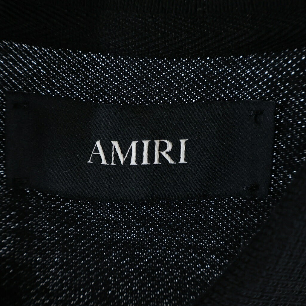 AMIRI(アミリ) Contrasting Trim Polo Shirt AMJYPO1018M ロゴ刺繍 半袖ポロシャツ ブラック AMJYPO1018