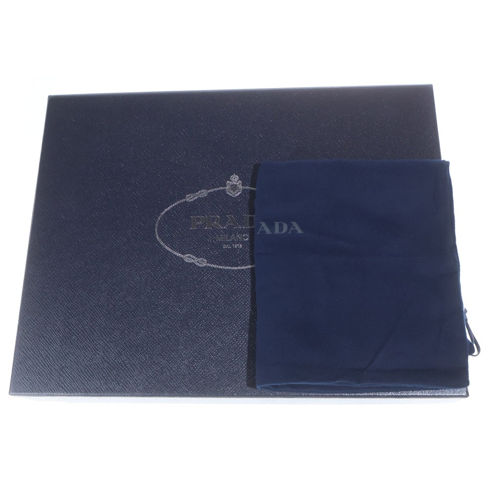 PRADA(プラダ) 三角プレート トライアングル ロゴ ブラッシュド レザー ローファー ブラック 2DG152