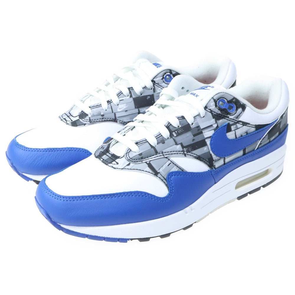 NIKE(ナイキ) × atmos AIR MAX1 PRNT AQ0927-100 アトモス エアマックス1 プリント ローカットスニーカー シューズ ホワイト/ブルー US9.5/27.5cm