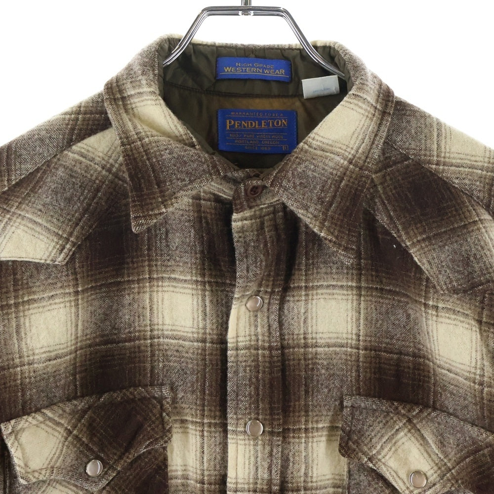 PENDLETON(ペンドルトン) 90S VINTAGE ヴィンテージ ダブルポケット ウール 長袖ウエスタンシャツ ブラウン