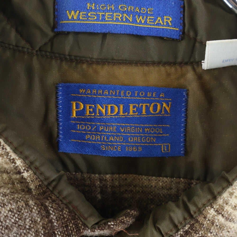 PENDLETON(ペンドルトン) 90S VINTAGE ヴィンテージ ダブルポケット ウール 長袖ウエスタンシャツ ブラウン