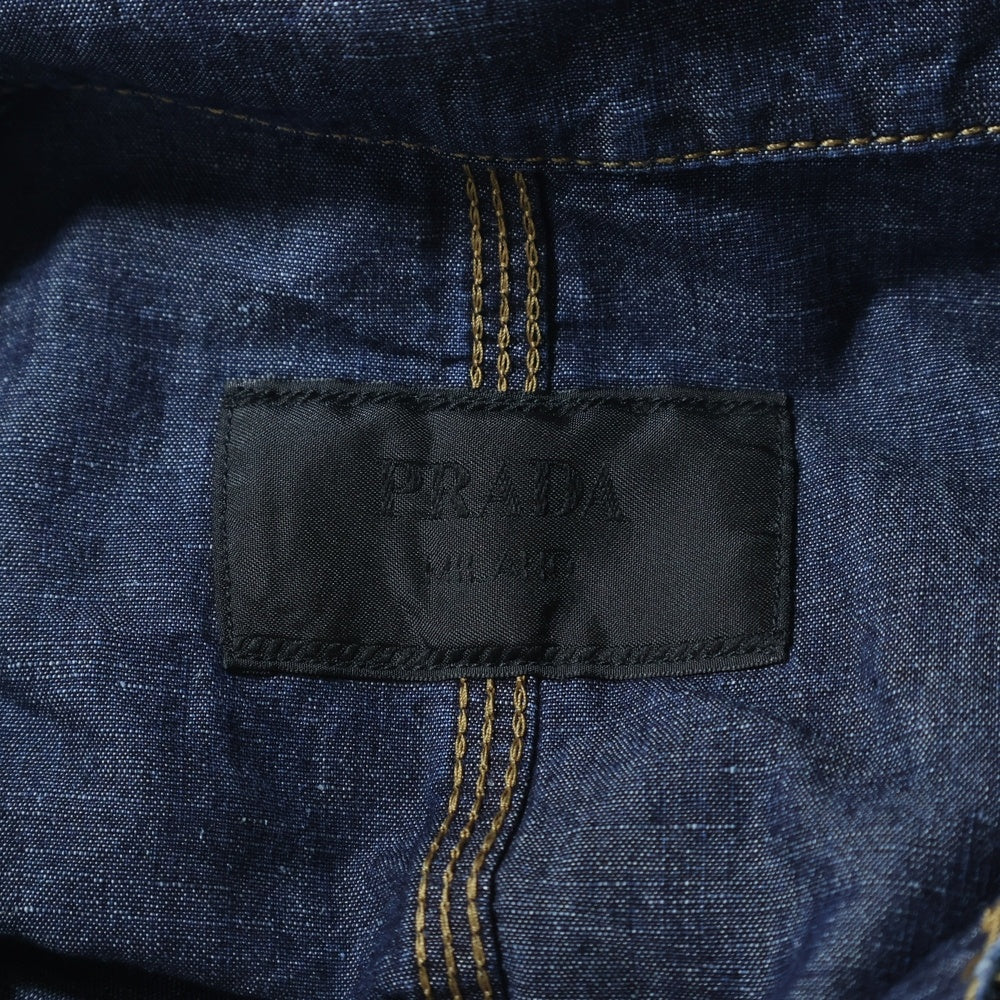 PRADA(プラダ) Triangle Logo Chambray Shirt トライアングルロゴ シャンブレー長袖シャツ ブルー GEB254