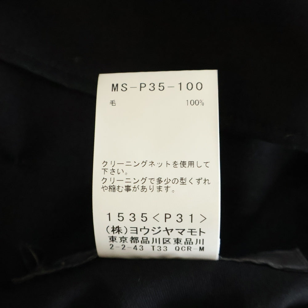 Y's for men(ワイズフォーメン) WOOL GABADINE TACK WIDE PANTS ウールギャバジンタックワイドパンツ ブラック MS-P35-100