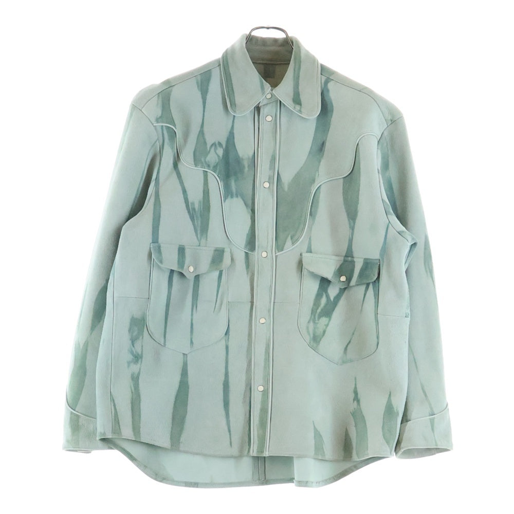 SUGARHILL(シュガーヒル) 22SS TIE-DYE LEATHER WESTERN SHIRT タイダイ レザー ウエスタン シャツ グリーン 22SSLA02