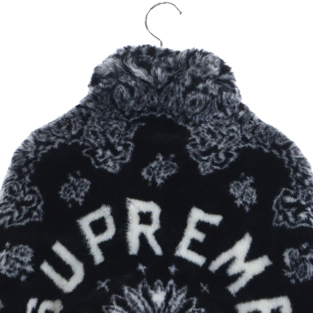 SUPREME(シュプリーム) 21AW Bandana Faux Fur Bomber Jacket バンダナ柄 ジップアップ ボンバージャケット ブラック
