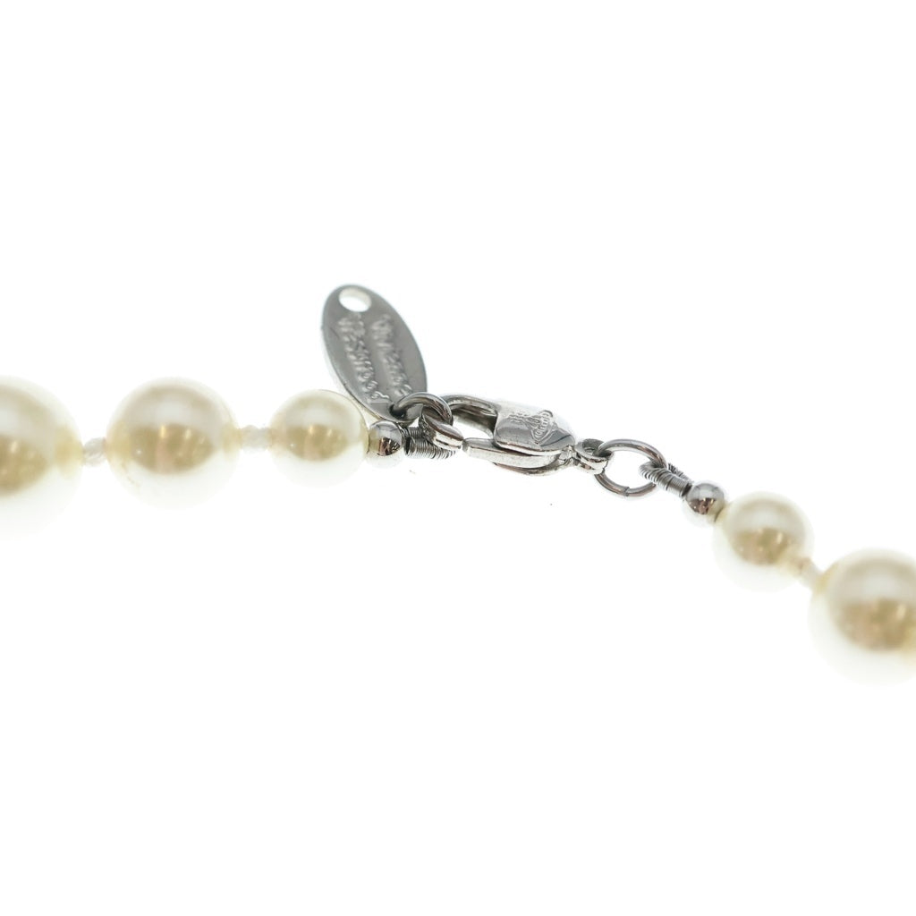 Vivienne Westwood(ヴィヴィアンウエストウッド) ONE ROW PEARL BAS/RELIEF CHOKER ワン ロウ パール バスレリーフ チョーカー ホワイト/シルバー レディース