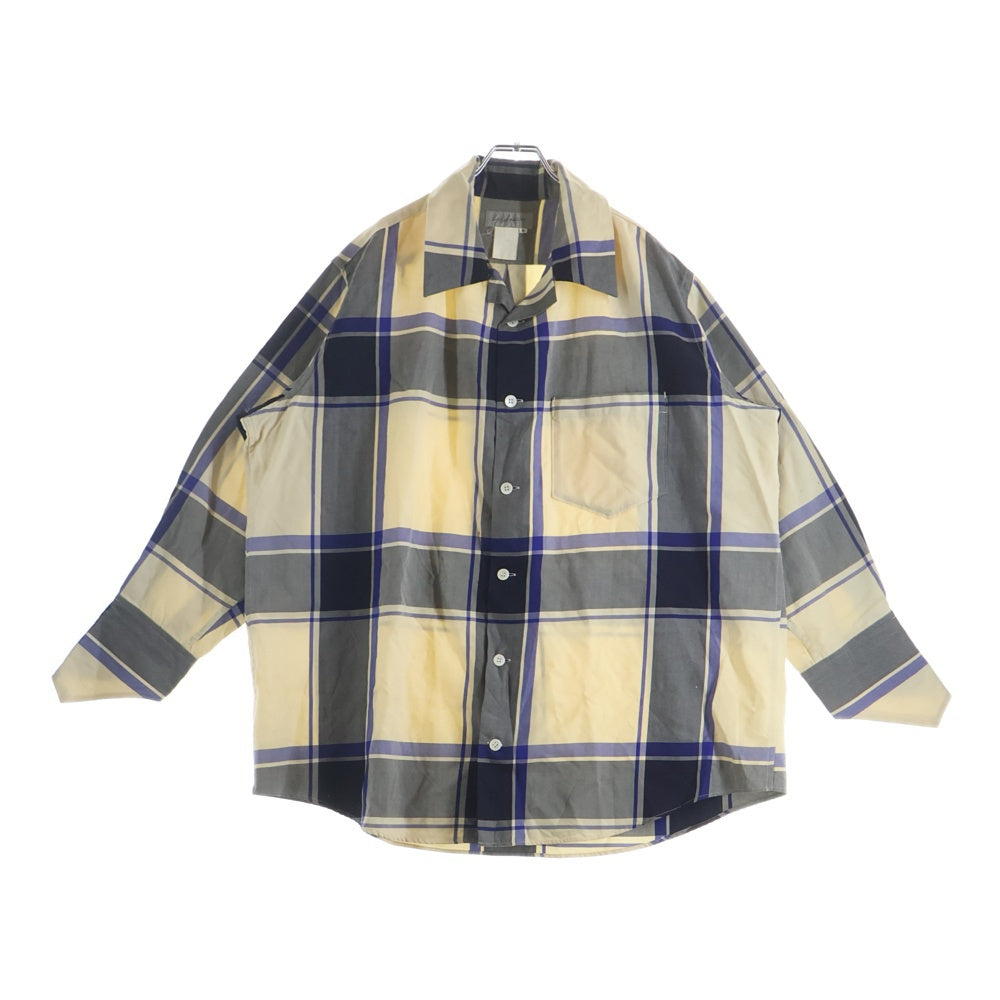 Yohji Yamamoto(ヨウジヤマモト) 90S ウール チェック 長袖 シャツ アイボリー/ブルー FP-B28-14