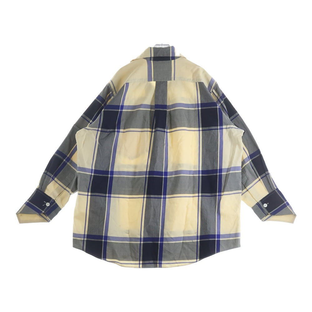 Yohji Yamamoto(ヨウジヤマモト) 90S ウール チェック 長袖 シャツ アイボリー/ブルー FP-B28-14