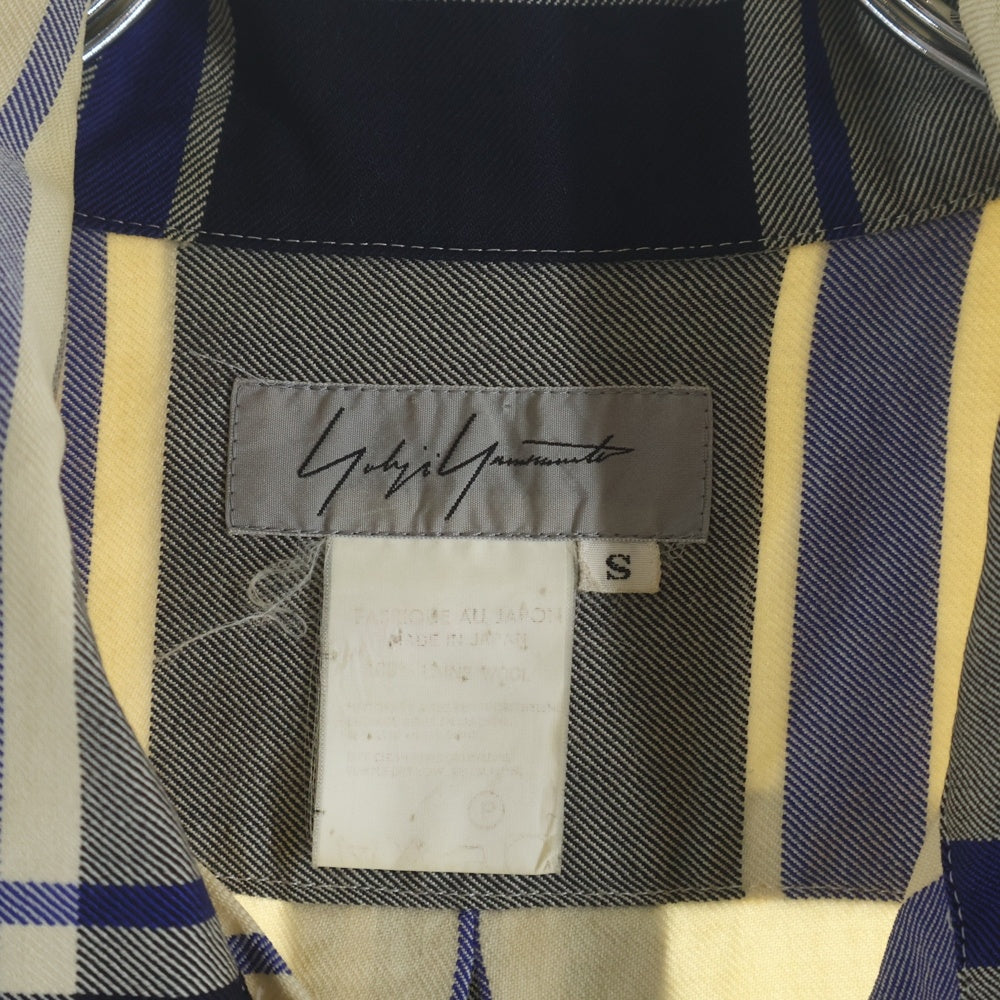 Yohji Yamamoto(ヨウジヤマモト) 90S ウール チェック 長袖 シャツ アイボリー/ブルー FP-B28-14