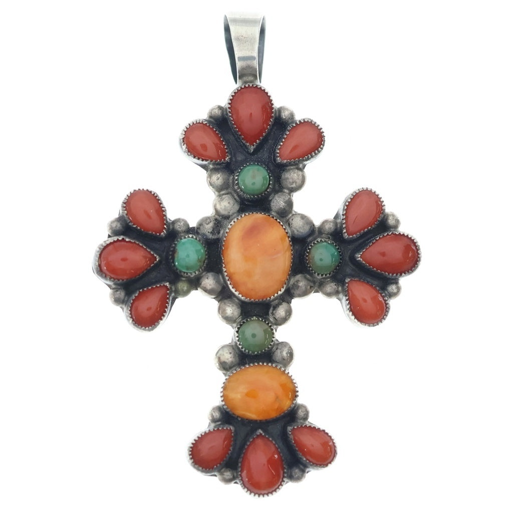 INDIAN JEWELRY(インディアンジュエリー) Don Lucas ドン ルーカス コーラル クロス ネックレス シルバー/レッド レディース