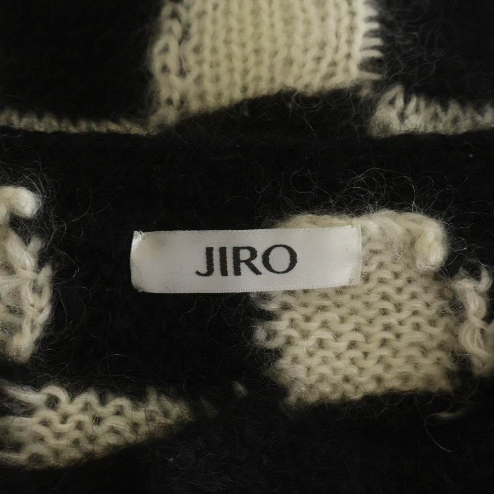 JIRO(ジロー) チェッカーフラッグ モヘア ハーフジップ ニット セーター ブラック/ホワイト
