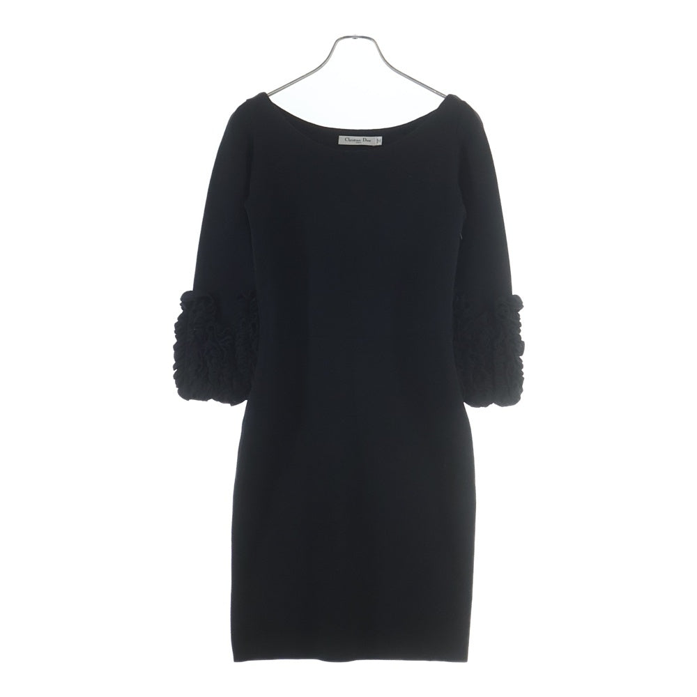 Christian Dior(クリスチャンディオール) Ruffle Sleeves Wool Dress 袖フリル ウール ワンピース ブラック レディース 1A24651AM544