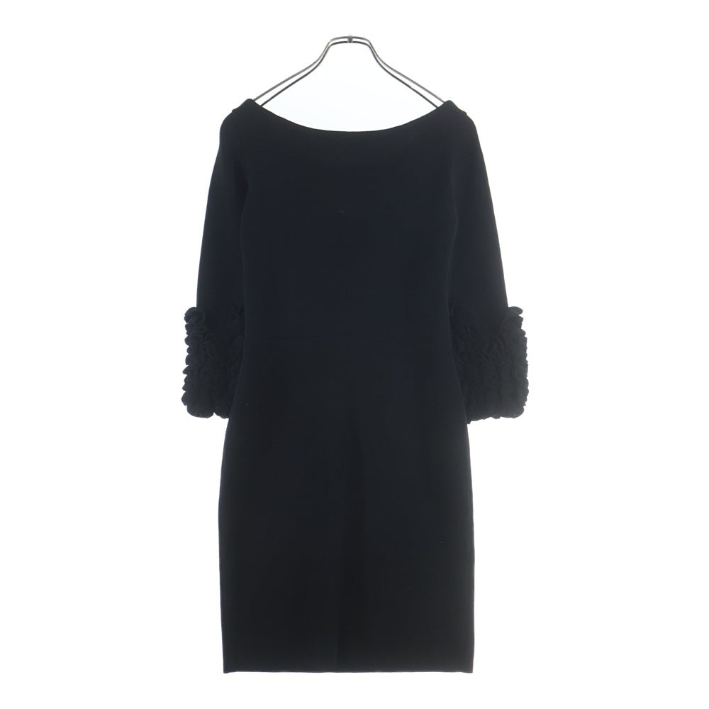Christian Dior(クリスチャンディオール) Ruffle Sleeves Wool Dress 袖フリル ウール ワンピース ブラック レディース 1A24651AM544