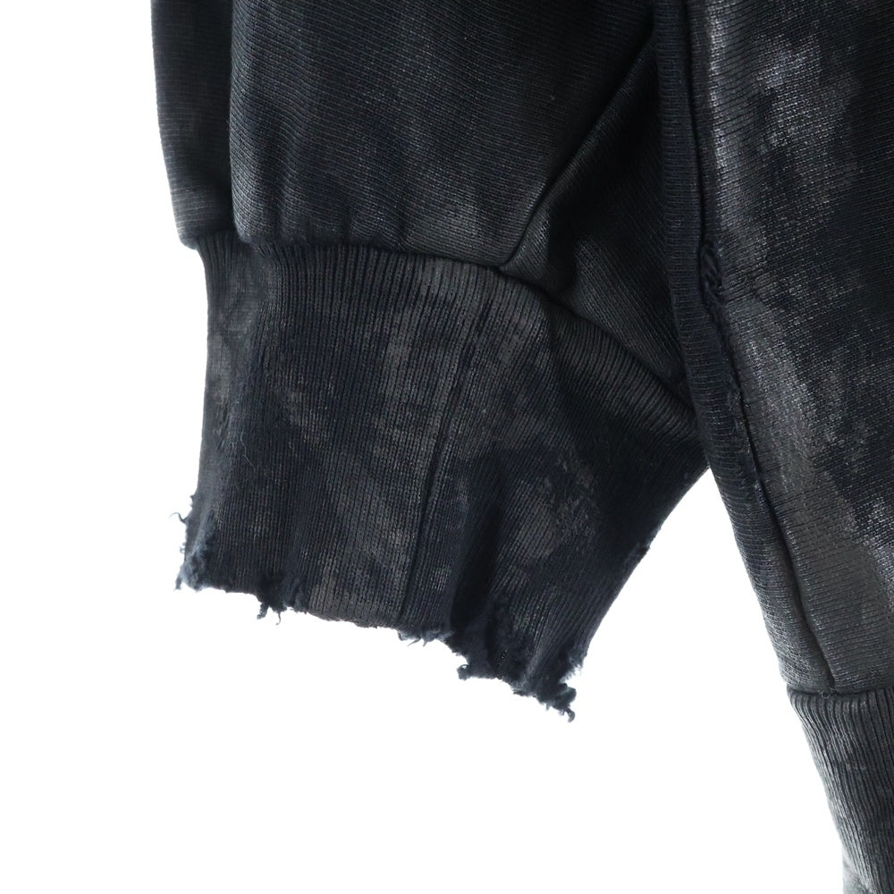 BALENCIAGA(バレンシアガ) Campaign Logo Zip Up Hoodie ダメージ加工ジップアップスウェットパーカー フーディー ブラック 720424 TNVK5
