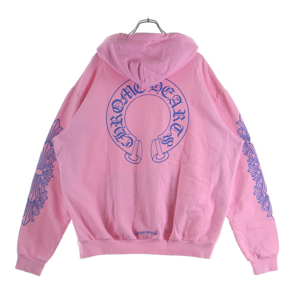 CHROME HEARTS(クロムハーツ) SWTSHRT PLVR 袖フローラルバックホースシュープリントプルオーバーパーカー フーディー ピンク