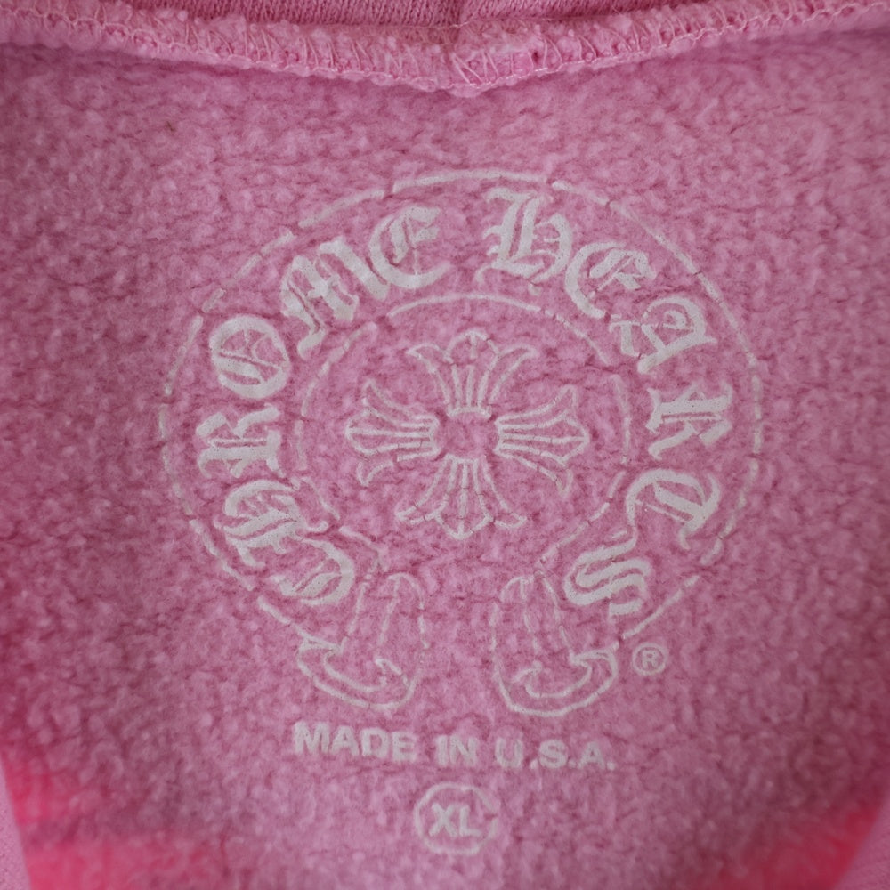 CHROME HEARTS(クロムハーツ) SWTSHRT PLVR 袖フローラルバックホースシュープリントプルオーバーパーカー フーディー ピンク