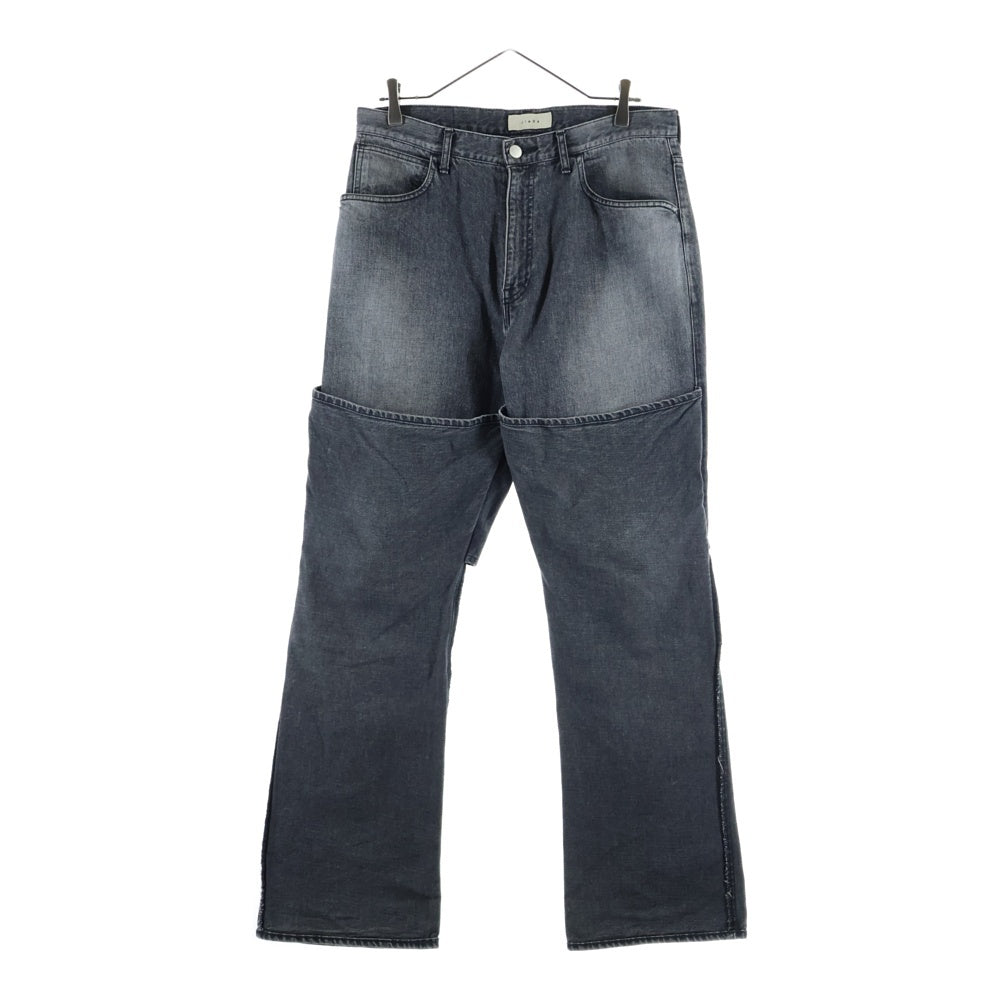 Jieda(ジエダ) 9AW 2WAY FLARE DENIM PANTS レイヤード フレア デニム パンツ グレー Jie-19AW-PT10