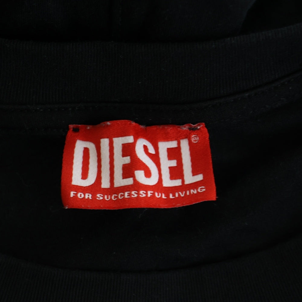 DIESEL(ディーゼル) 26SS T-BOXT-LS-INT ロゴ刺繍 長袖カットソー Tシャツ ブラック A19444