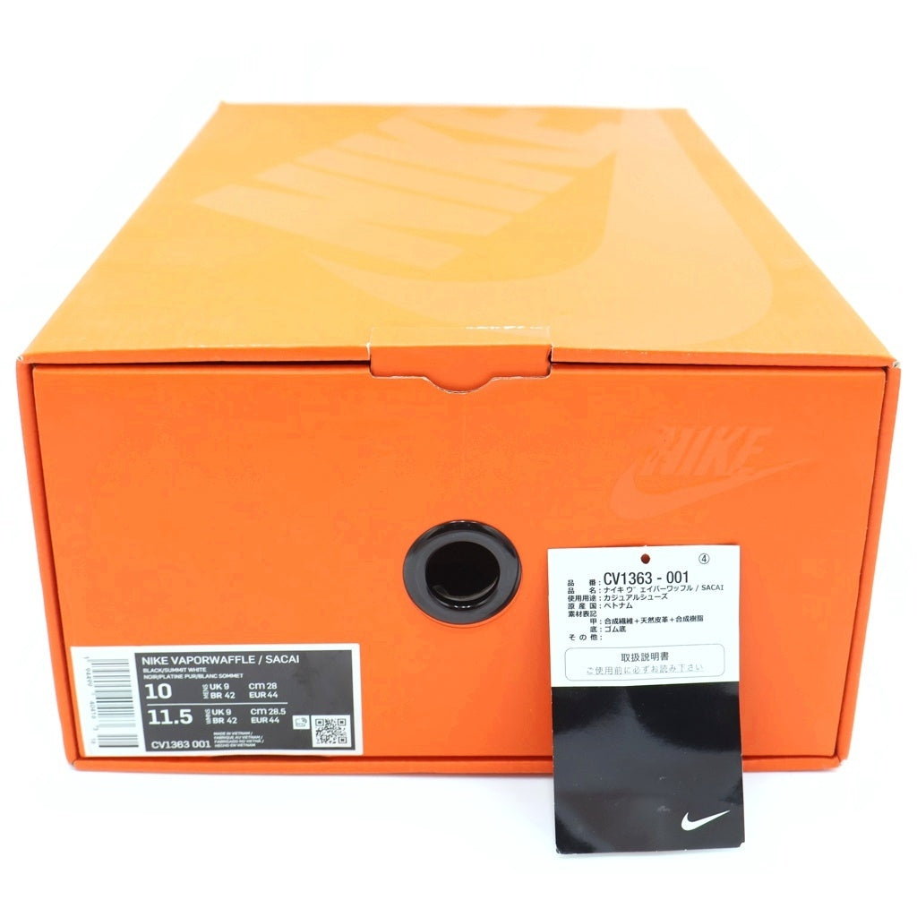 NIKE(ナイキ) ×SACAI VAPORWAFFLE BLACK AND WHITE サカイ ベイパーマックス ワッフル ブラック アンド ホワイト ローカットスニーカー ブラック US10/28cm CV1363-001
