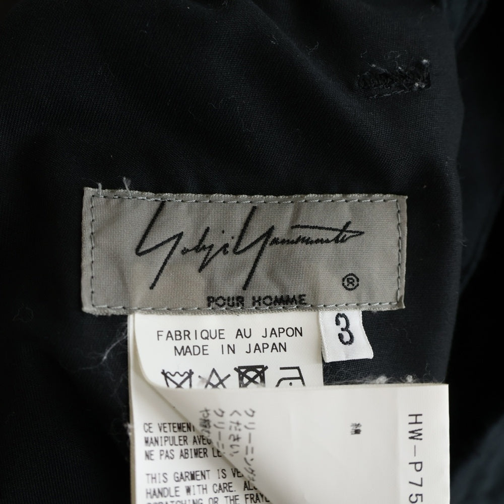 Yohji Yamamoto POUR HOMME(ヨウジヤマモト プールオム) 18SS コットン ワイド イージー パンツ ブラック HW-P75-037