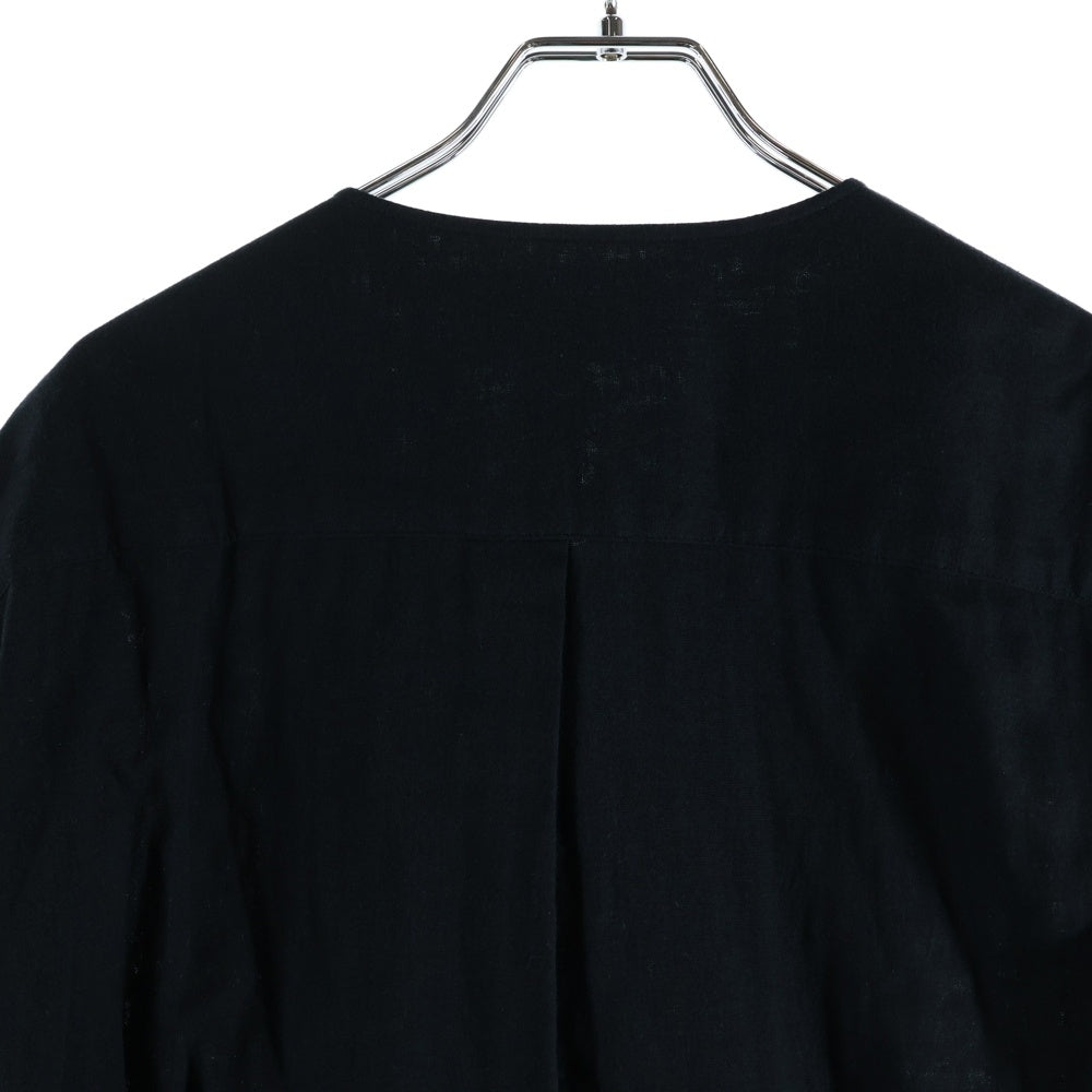 Yohji Yamamoto POUR HOMME(ヨウジヤマモト プールオム) 18SS レイヤード ノーカラー 長袖 シャツ ブラック HW-B61-037
