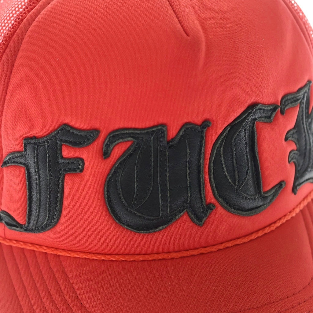CHROME HEARTS(クロムハーツ) TRUCKER CAP FUCKパッチ クロスボール メッシュ トラッカーキャップ レッド