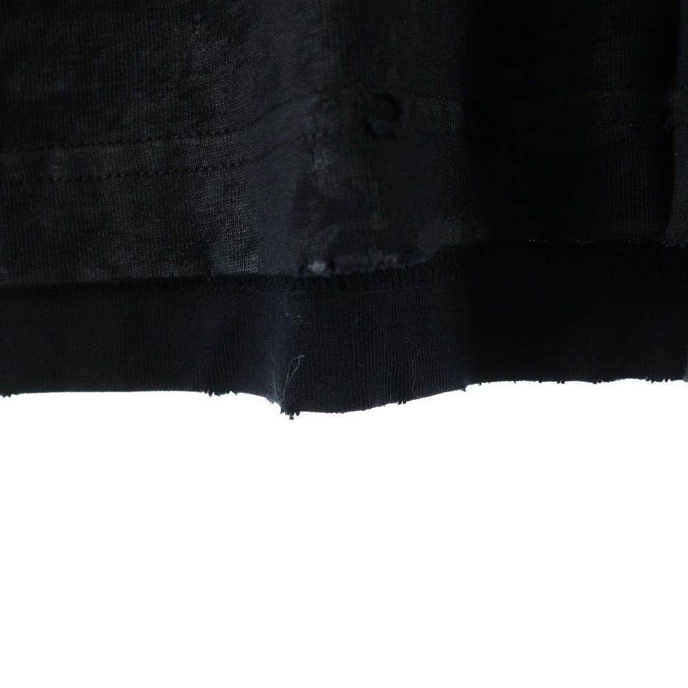 BALENCIAGA(バレンシアガ) 23AW ヘビーメタルロゴ ダメージ加工 長袖Tシャツ ロンT ブラック 739783 TOVE1