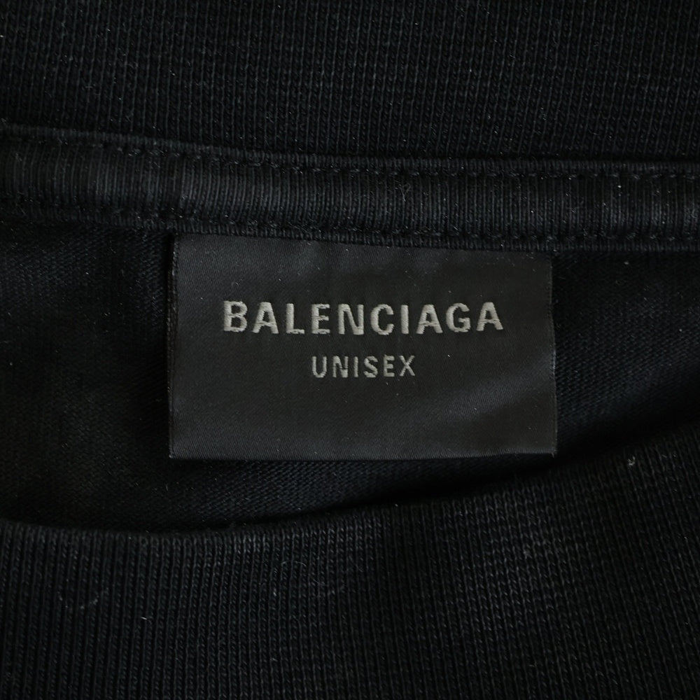 BALENCIAGA(バレンシアガ) 23AW ヘビーメタルロゴ ダメージ加工 長袖Tシャツ ロンT ブラック 739783 TOVE1