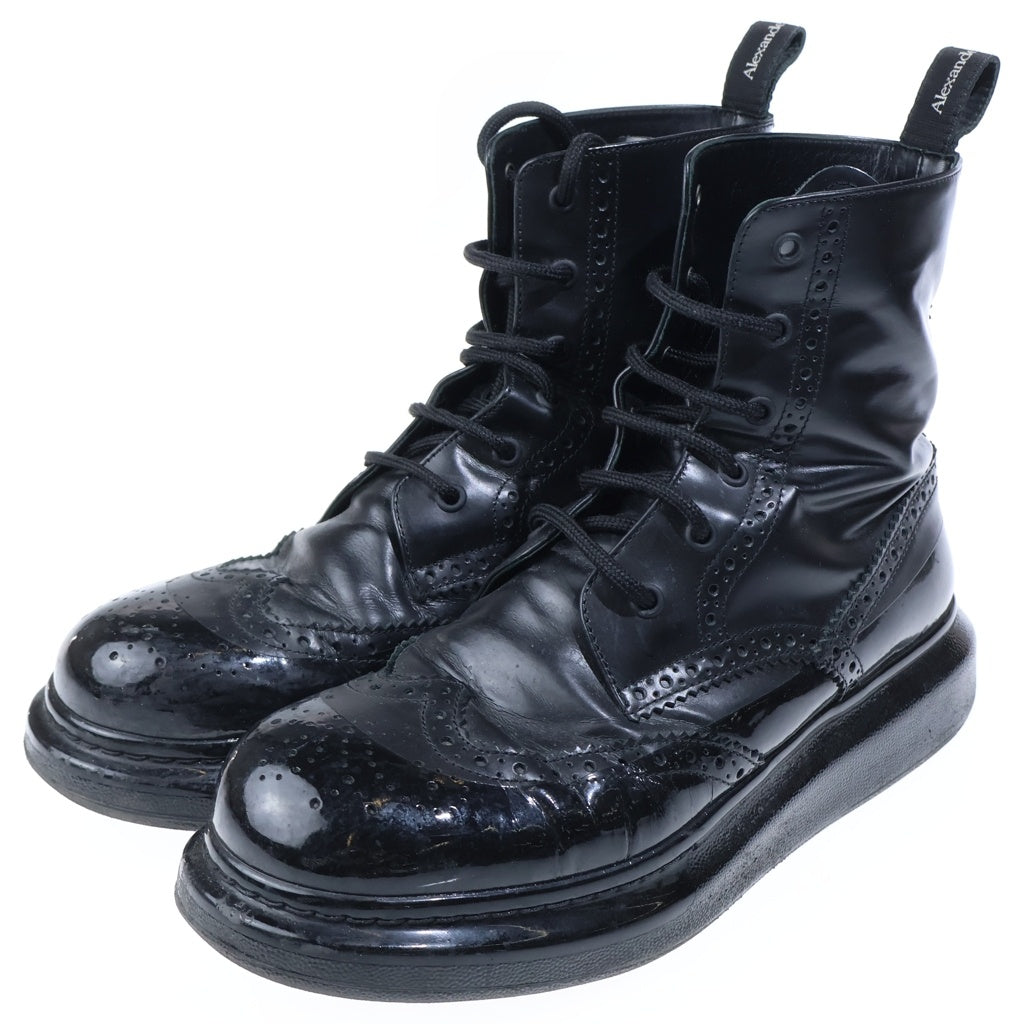 Alexander McQueen(アレキサンダーマックイーン) ウィングチップ レースアップ ブーツ ブラック 628810