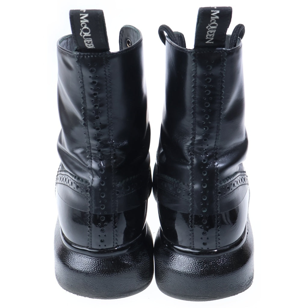 Alexander McQueen(アレキサンダーマックイーン) ウィングチップ レースアップ ブーツ ブラック 628810