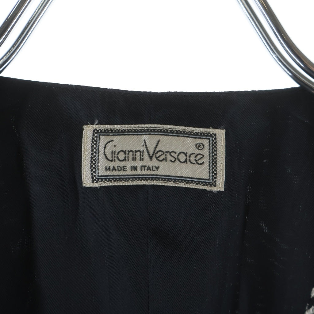 GIANNI VERSACE(ジャンニ ヴェルサーチ) ヘリンボーン柄 ジレベスト ホワイト/ブラック