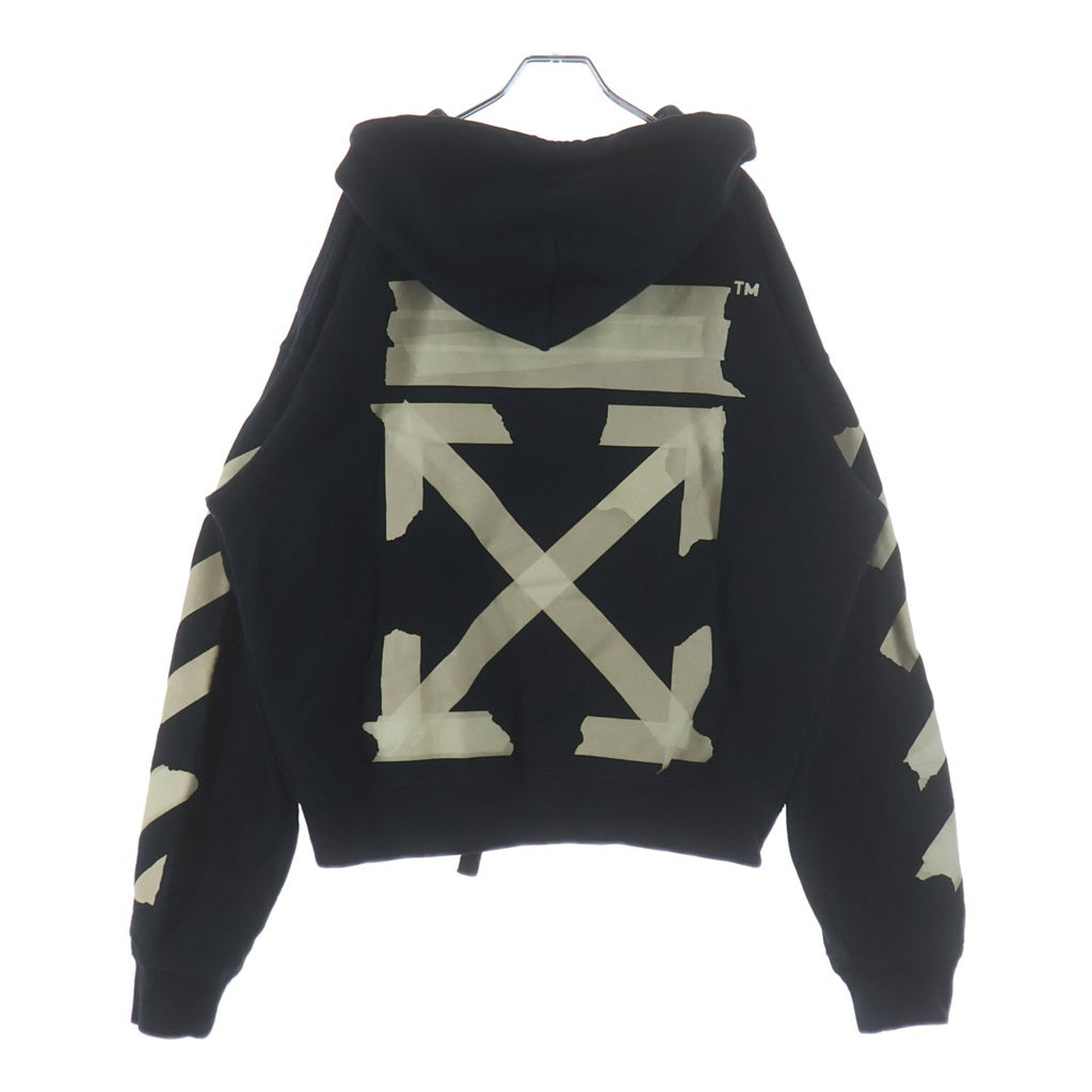 OFF-WHITE オフホワイト カンガルーポケット テープエンブロイダリー スウェットプルオーバーパーカー ブラック/ホワイト OMBB037R20E30002 OFF-WHITE(オフホワイト) カンガルーポケット テープエンブロイダリー
